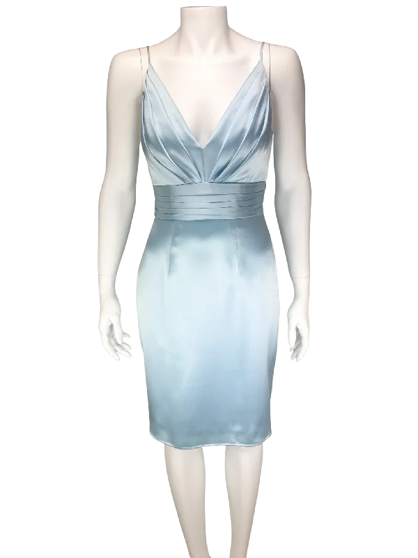 ABS Allen Schwartz, Spaghetti Strap V-Neck Sheath Dress, Pale Blue, Size 2