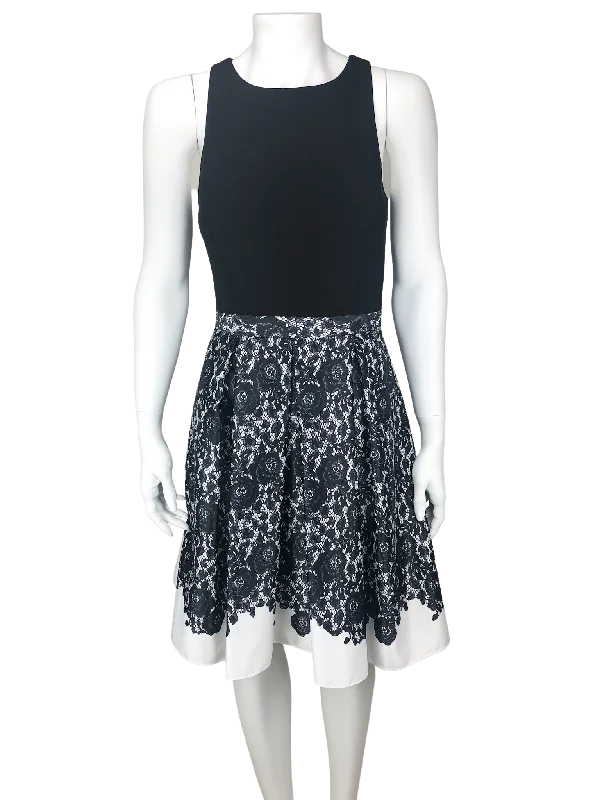 Betsy & Adam, Women's Fit & Flare Lace Print Dress, Black/White, New with Tags, Size 6