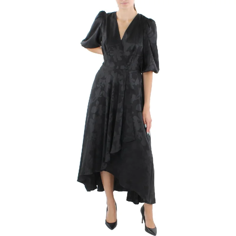 Womens Surplice Hi-Low Wrap Dress