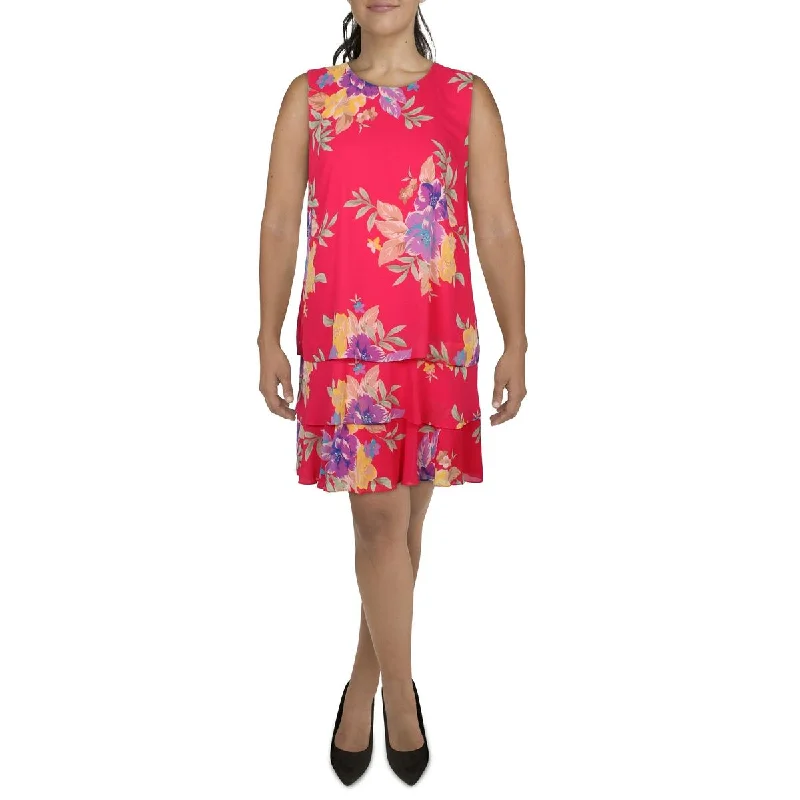 Womens Tiered Polyester Shift Dress