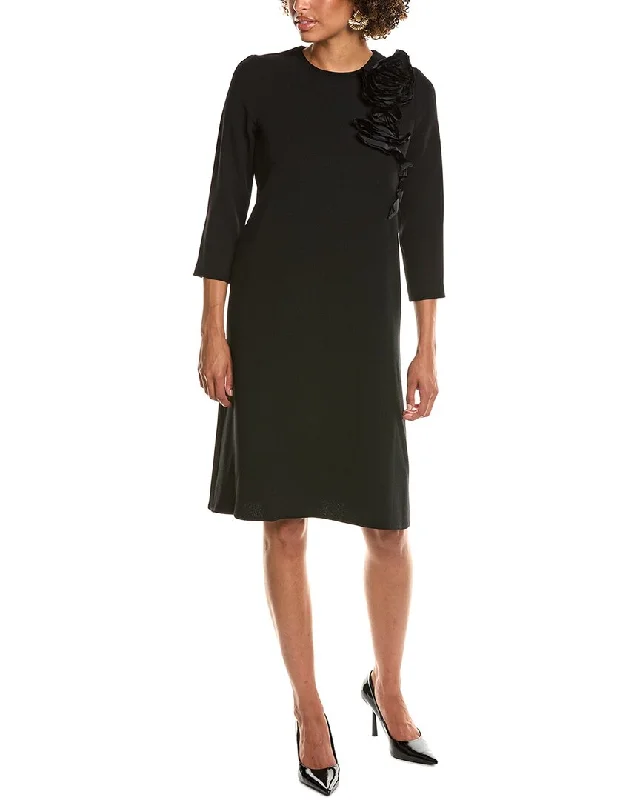 Teri Jon By Rickie Freeman Flower Crepe Shift Dress