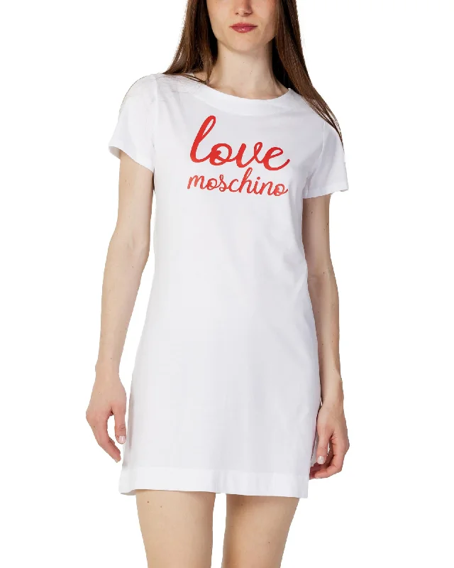 Love Moschino  Womens White Logo TShirt Dress