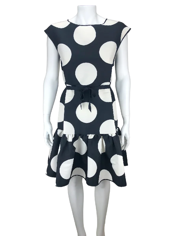 Boutique Moschino, Women's Polka Dot Dress, Black/Cream, Size 38 (US 4)