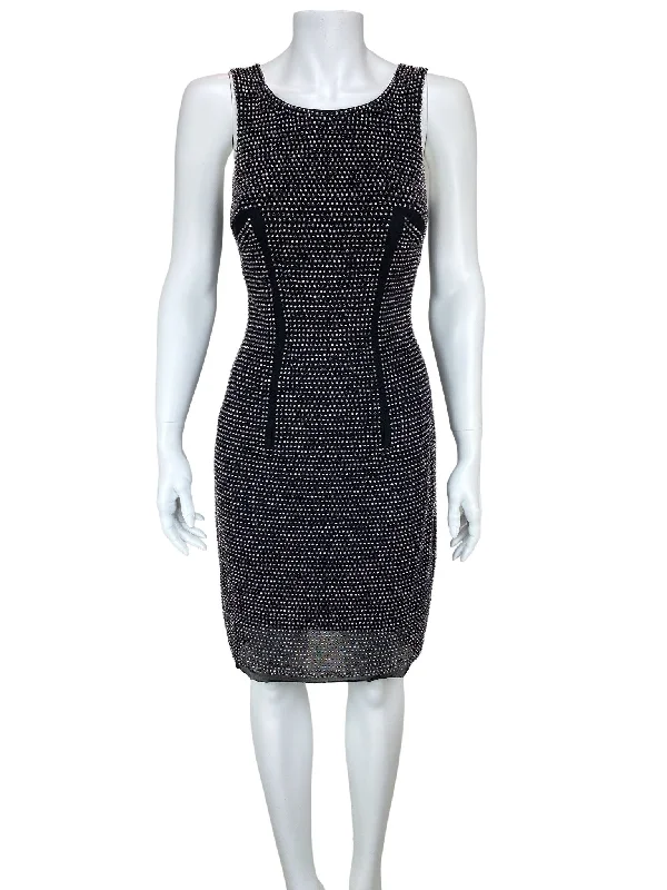 Cache, Women's Silver Beaded Dress, Black/Silver, Size S