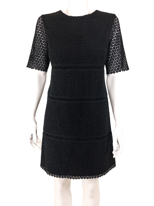 Club Monaco, Circle Eyelet Shift Dress, Black, Size 2