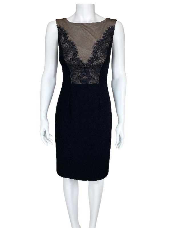 David Meister, Women's Lace-Trim Sheath Dress, Black, Size 2