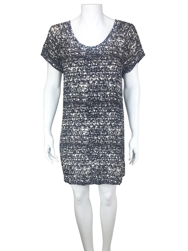 Joie, Printed Silk Shift Dress, Black/Ivory, Size M