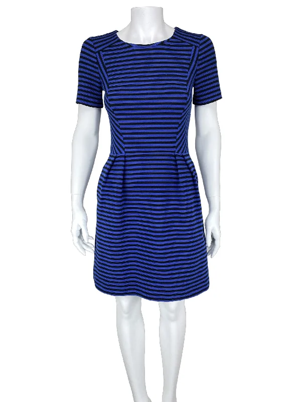 Madewell, Women's Striped Ottoman Knit Dress, Cobalt/Black, Size 0