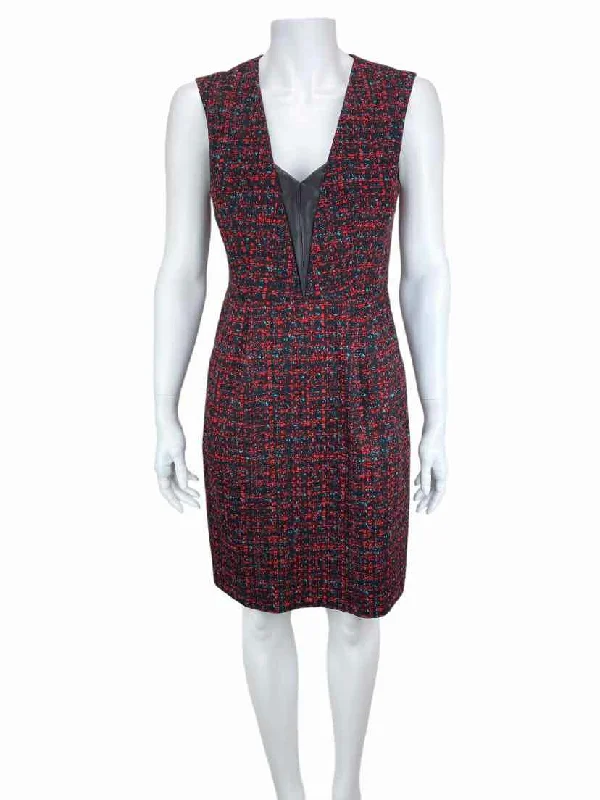 Nanette Lepore, Women's Printed Leather-Trim Dress, Black/Red, Size 8