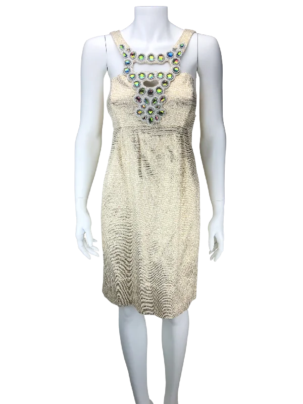 Shoshanna, Women's Jeweled Occasion Dress, Gold, New with Tags, Size 8