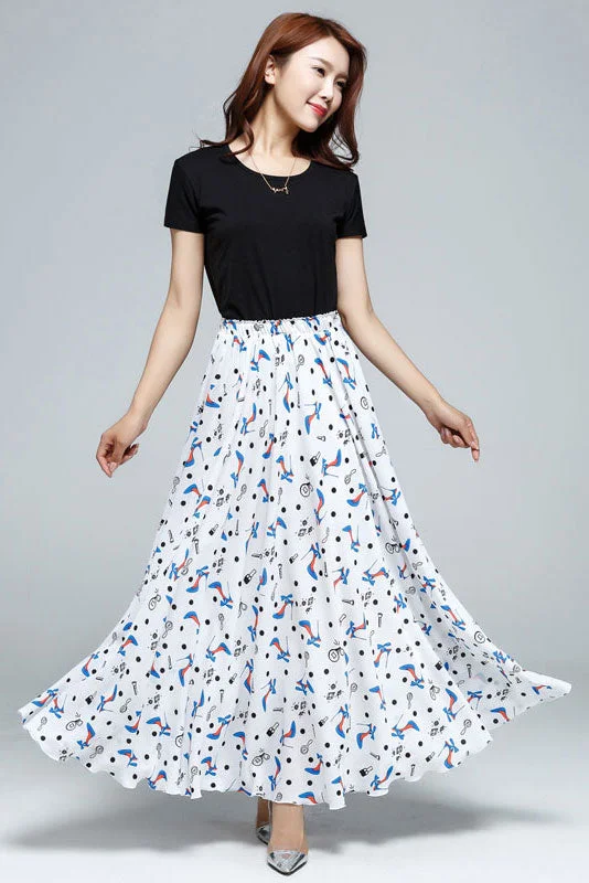 Printed Chiffon Maxi Skirt 3608