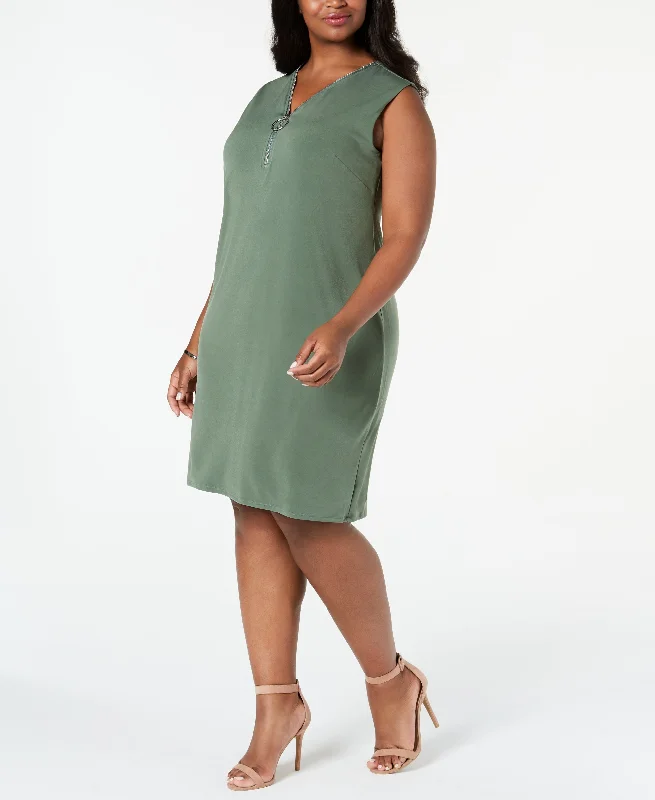 JM Collection Plus Size Sleeveless Zip Neck Dress