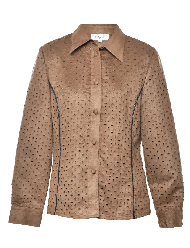 Long Sleeved Brown Shirt - L